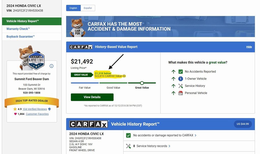 Used 2024 Honda Civic LX image 2