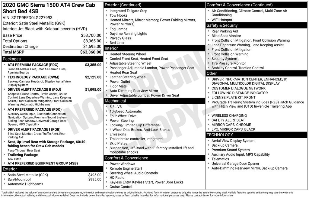 Used 2020 GMC Sierra 1500 AT4 w/ AT4 Premium Package AWD/4WD image 7