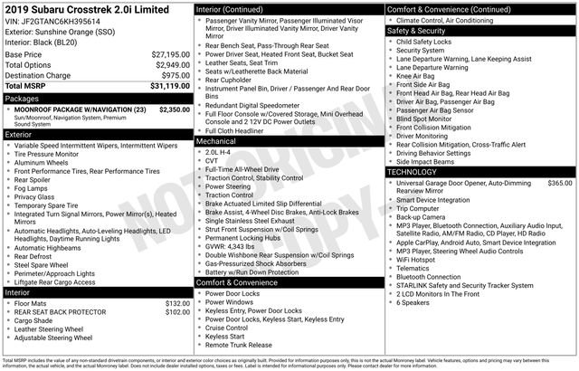 Used 2019 Subaru Crosstrek 2.0i Limited w/ Moonroof Package w/Navigation AWD/4WD image 10