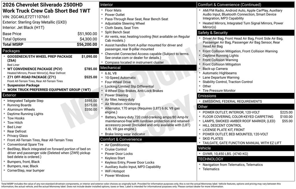 New 2026 Chevrolet Silverado 2500 W/T image 1