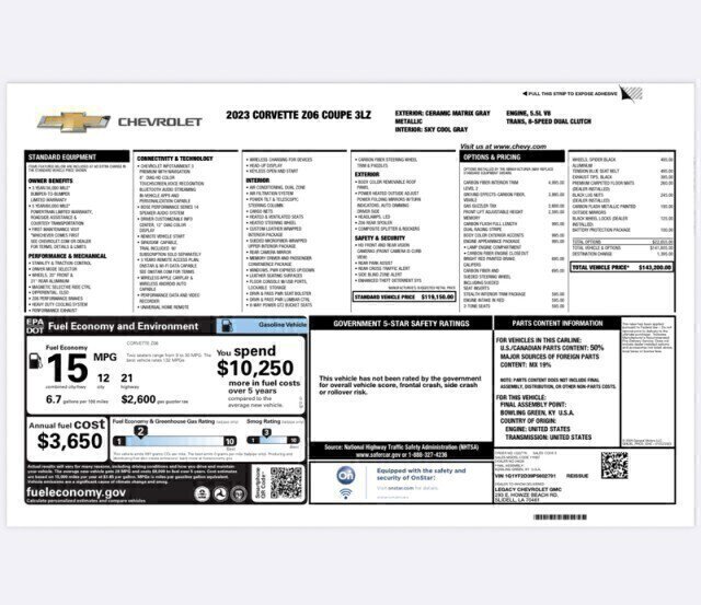 Used 2023 Chevrolet Corvette Z06 w/ Engine Appearance Package image 37