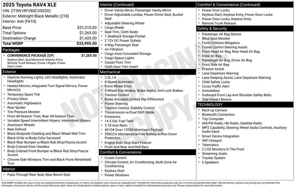 Used 2025 Toyota RAV4 XLE w/ Convenience Package FWD image 38