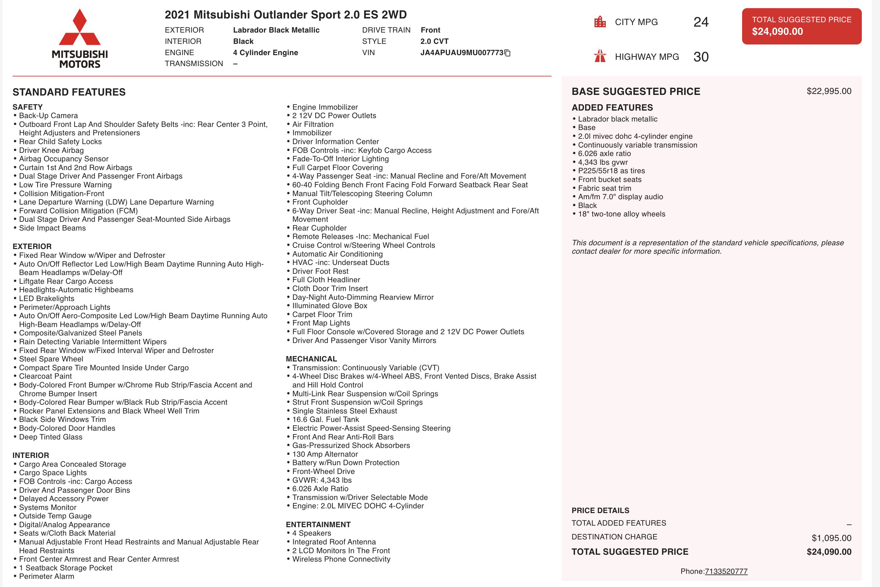 Used 2021 Mitsubishi Outlander Sport ES image 3