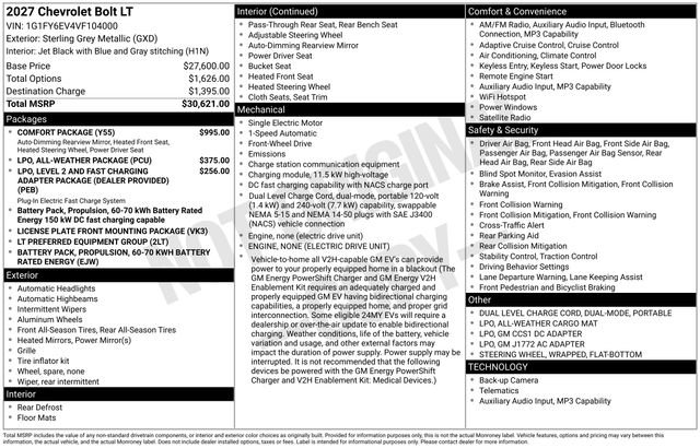 New 2027 Chevrolet Bolt LT w/ Comfort Package FWD image 16