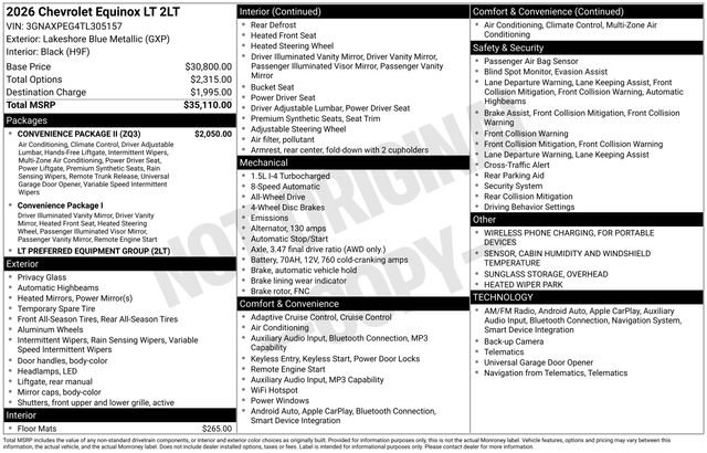 New 2026 Chevrolet Equinox LT w/ Convenience Package II image 4
