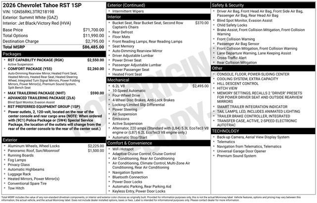New 2026 Chevrolet Tahoe RST w/ RST Capability Package image 5