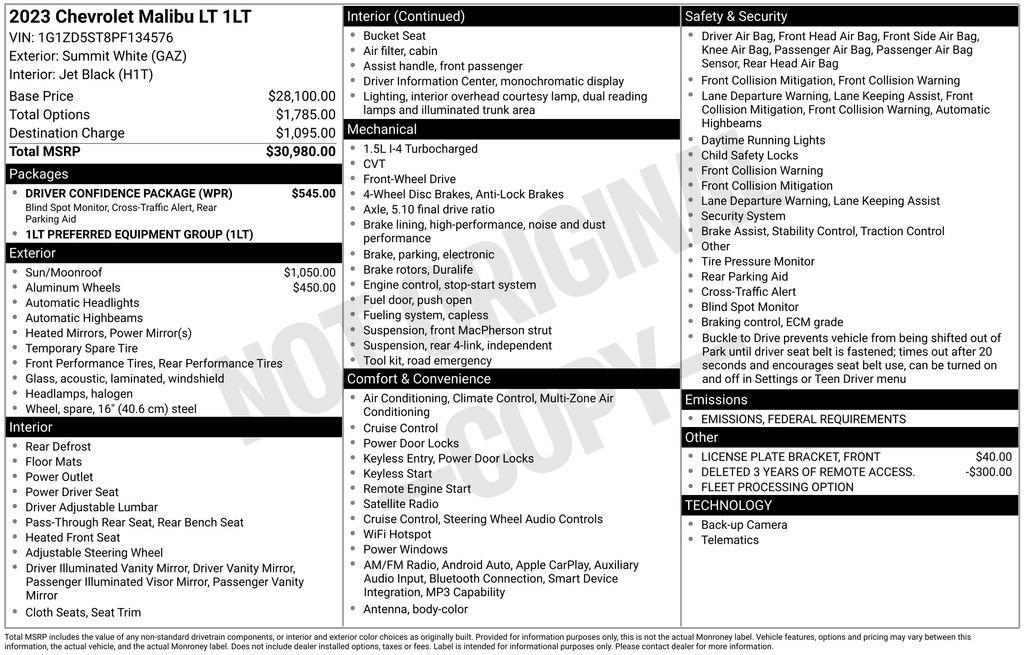 Used 2023 Chevrolet Malibu LT w/ Driver Confidence Package image 15