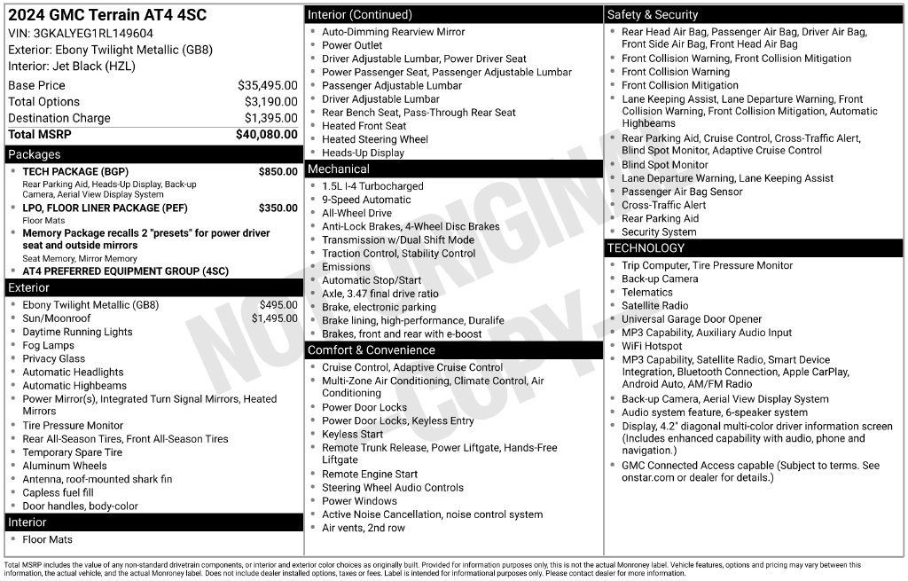 Certified 2024 GMC Terrain AT4 w/ Tech Package AWD/4WD image 34