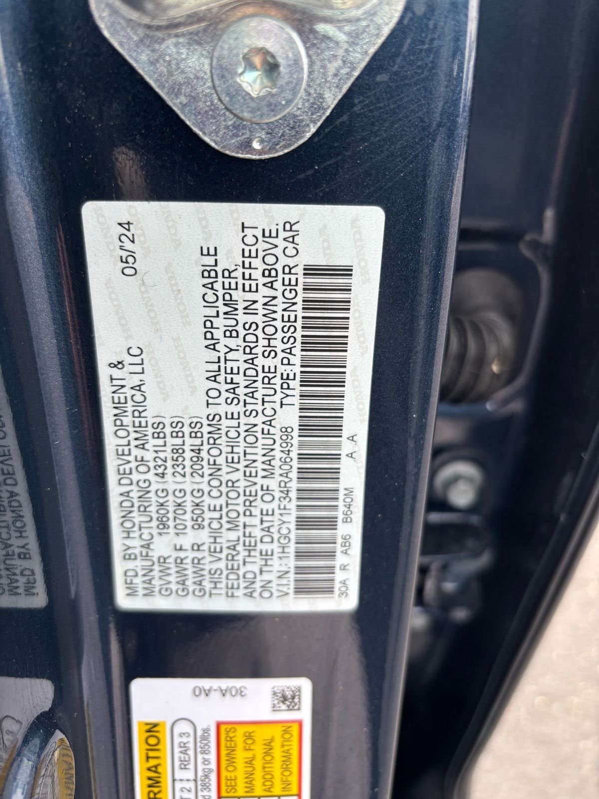 Certified 2024 Honda Accord EX image 34