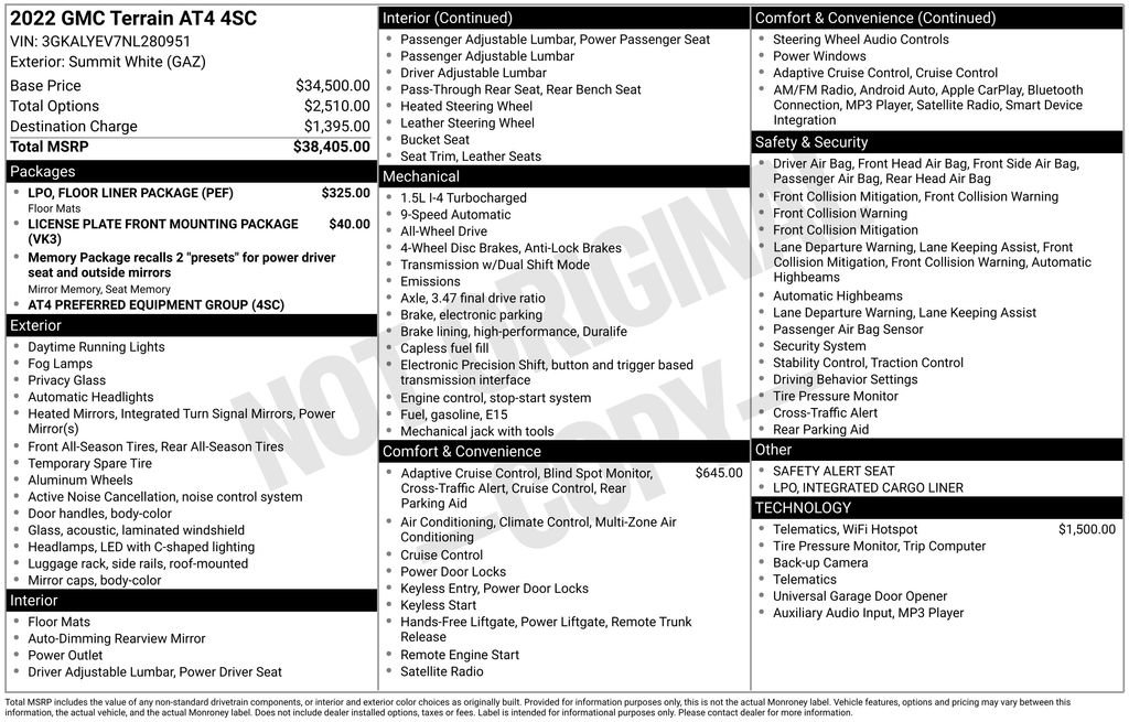 Used 2022 GMC Terrain AT4 w/ LPO, Floor Liner Package image 9