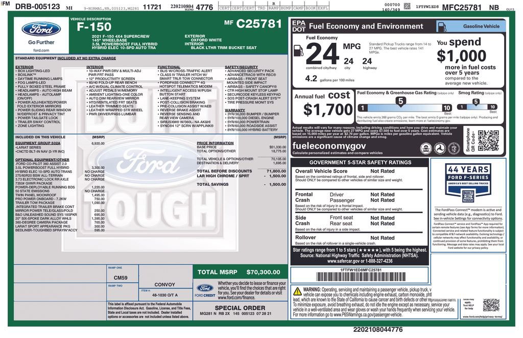 Certified 2021 Ford F150 Lariat w/ Equipment Group 502A High image 5