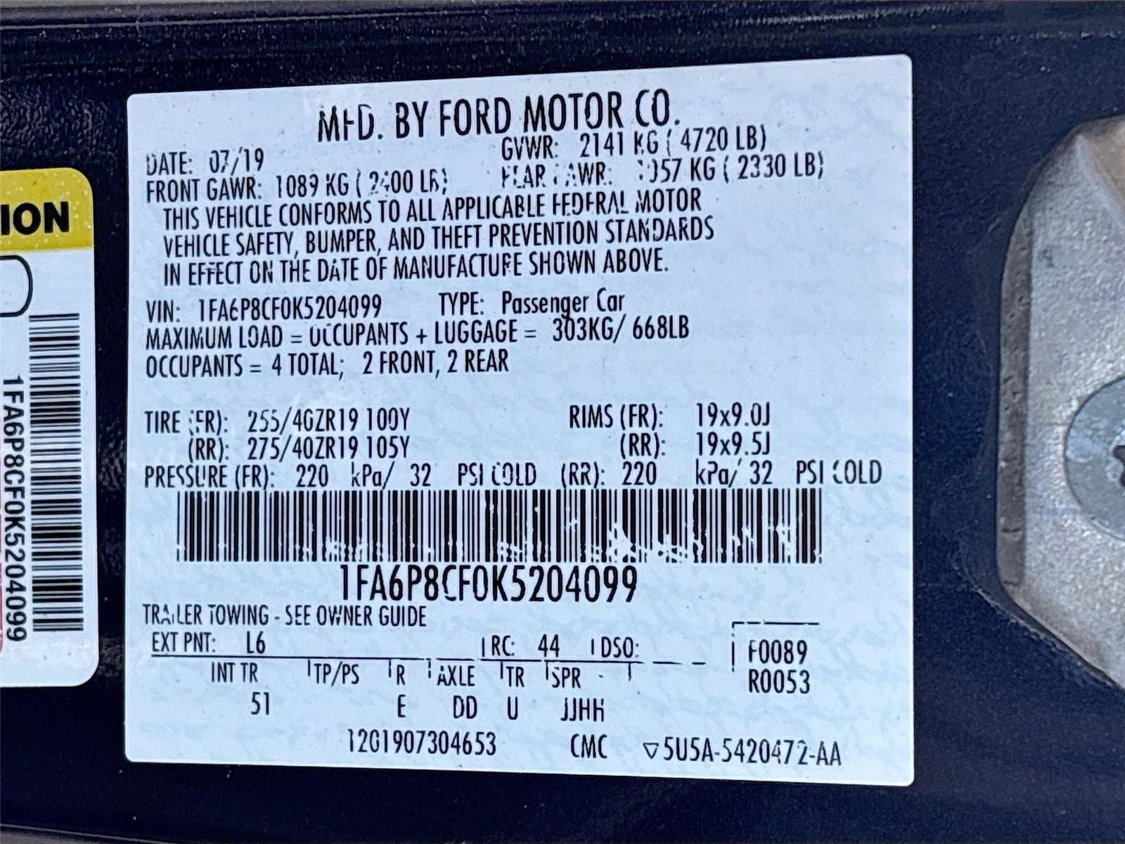 Used 2019 Ford Mustang GT Premium w/ GT Performance Package image 36