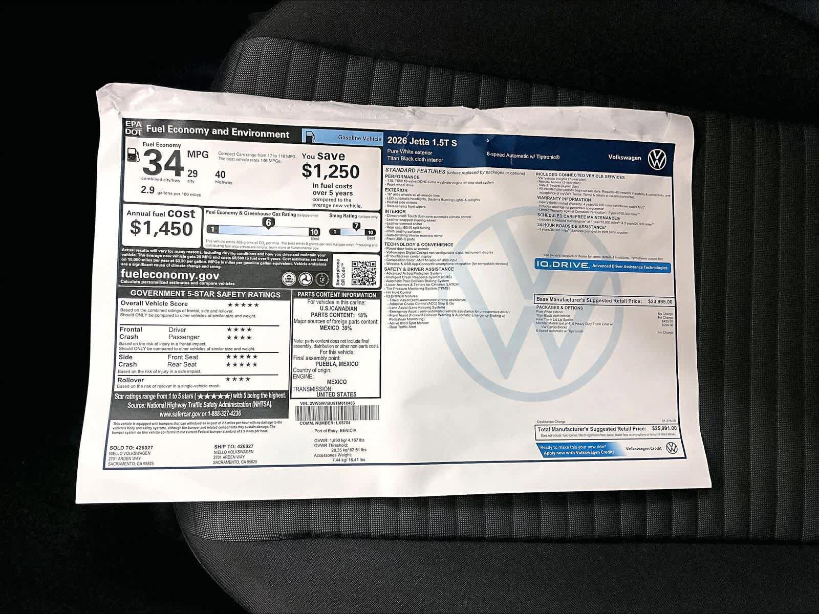New 2026 Volkswagen Jetta S image 30