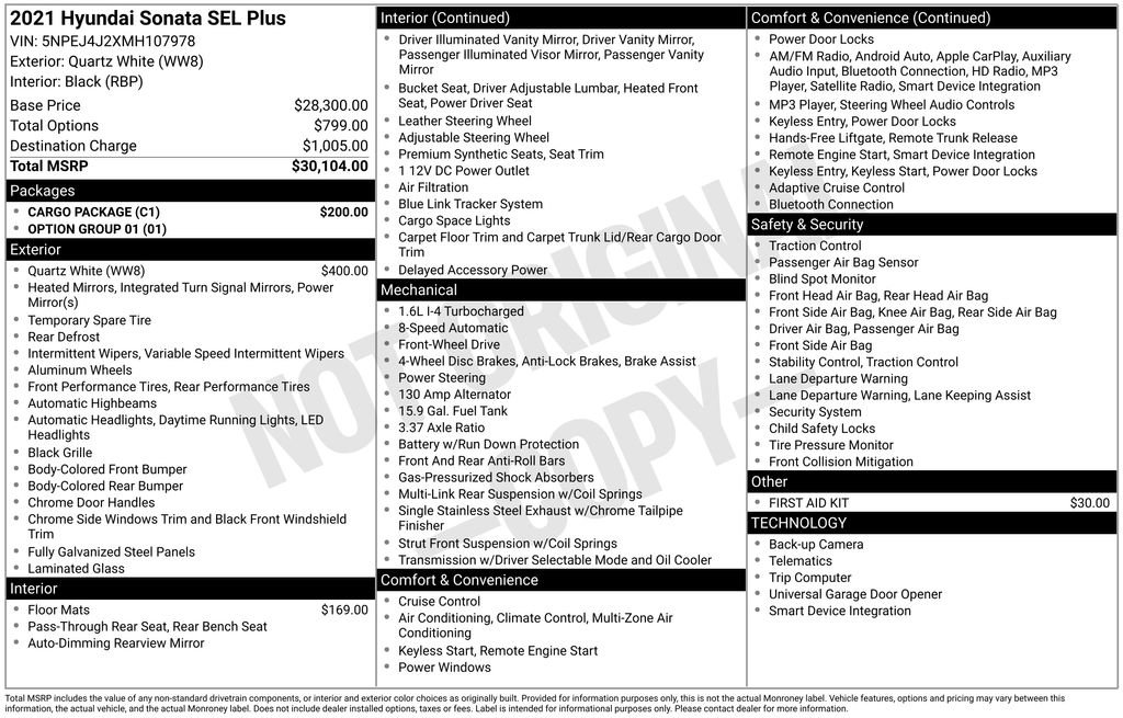 Used 2021 Hyundai Sonata SEL Plus w/ Cargo Package image 12