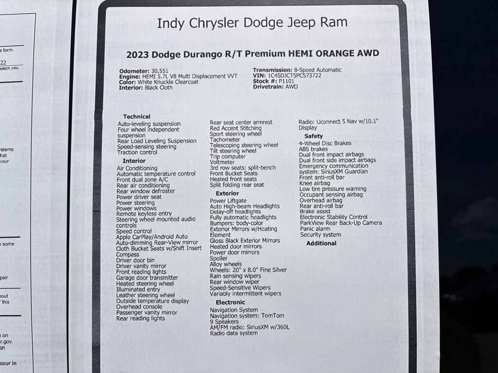 Used 2023 Dodge Durango R/T w/ Hemi Orange Plus Package AWD/4WD image 26