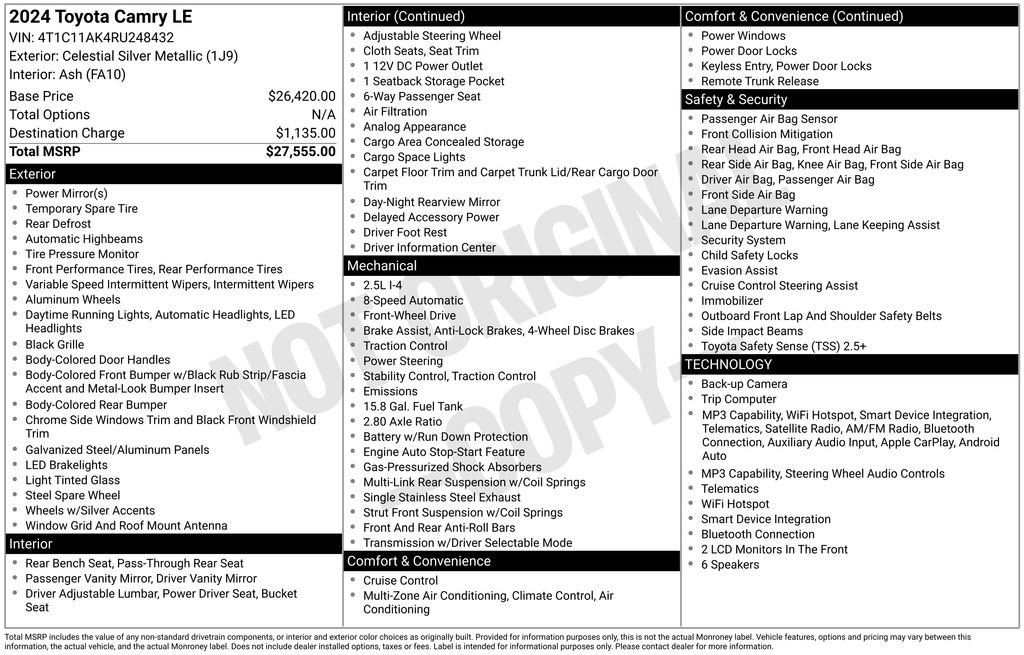 Certified 2024 Toyota Camry LE FWD image 33