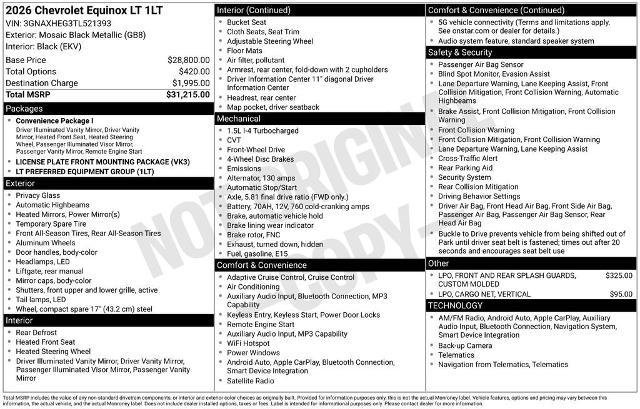 New 2026 Chevrolet Equinox LT FWD image 2