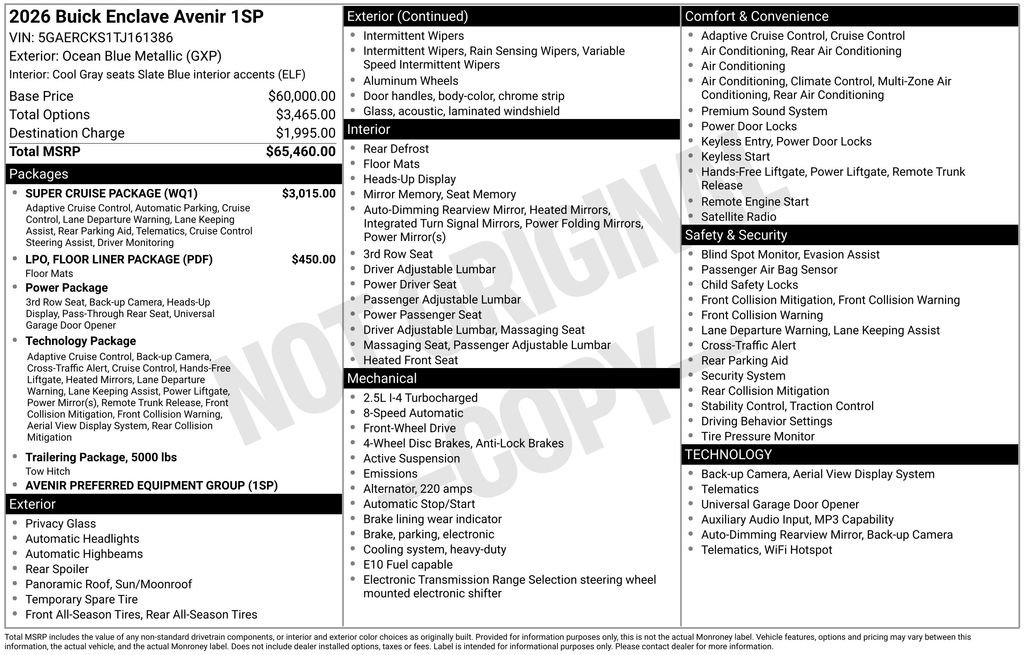 Certified 2026 Buick Enclave Avenir w/ Super Cruise Package FWD image 57