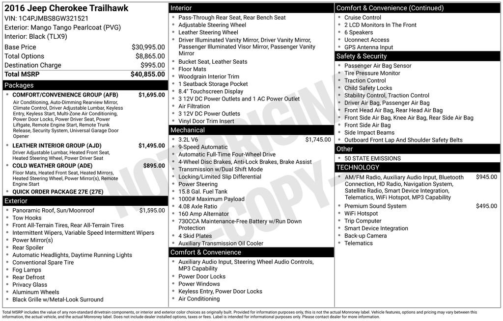 Certified 2016 Jeep Cherokee Trailhawk w/ Comfort/Convenience Group image 7