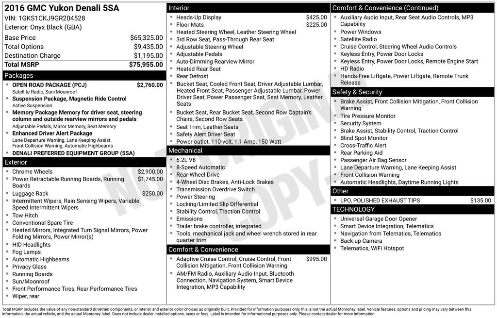 Used 2016 GMC Yukon Denali w/ Open Road Package RWD image 7