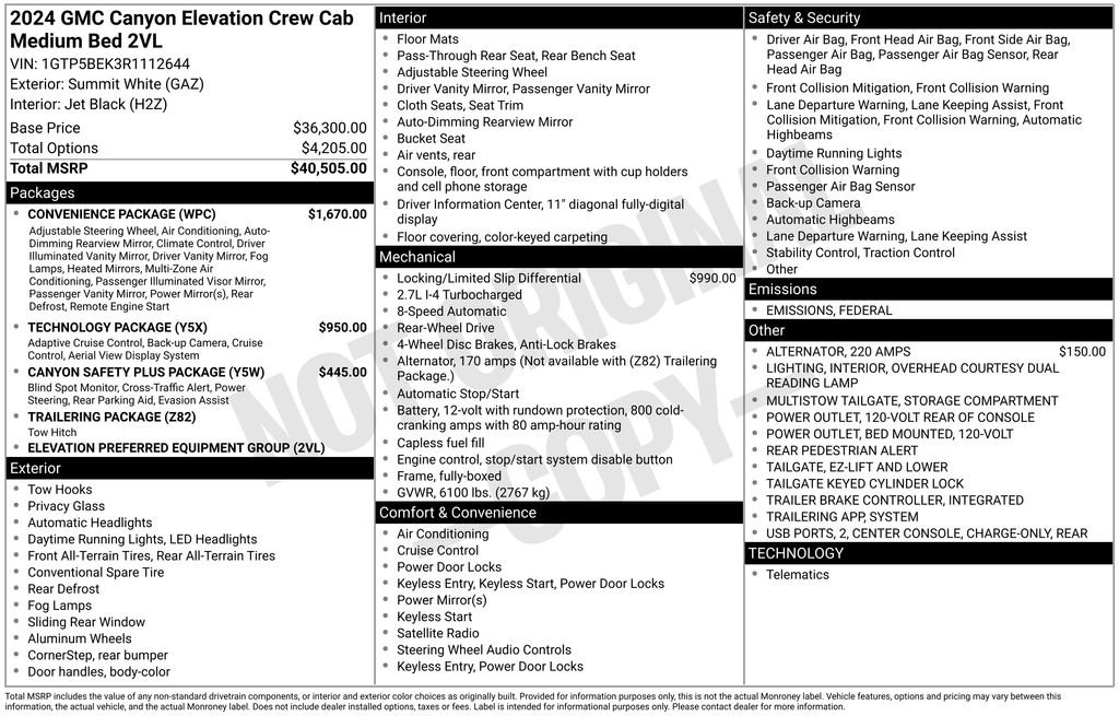 Used 2024 GMC Canyon Elevation w/ Convenience Package