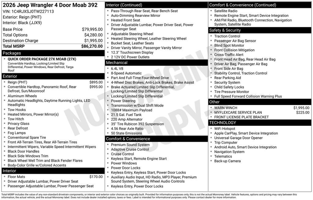 New 2026 Jeep Wrangler Unlimited Rubicon 392 image 48