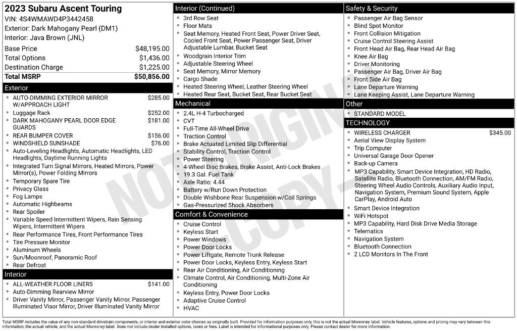 Certified 2023 Subaru Ascent Touring AWD/4WD image 8