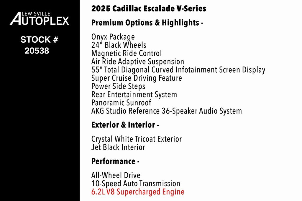 Used 2025 Cadillac Escalade V w/ LPO, ONYX Package image 2