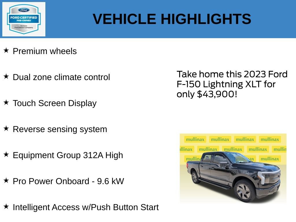 Certified 2023 Ford F150 Lightning XLT w/ Equipment Group 312A High AWD/4WD image 21