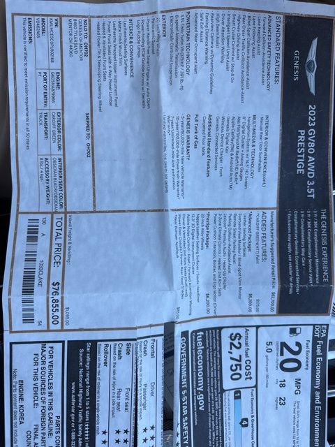 Used 2023 Genesis GV80 3.5T w/ Prestige Package image 30