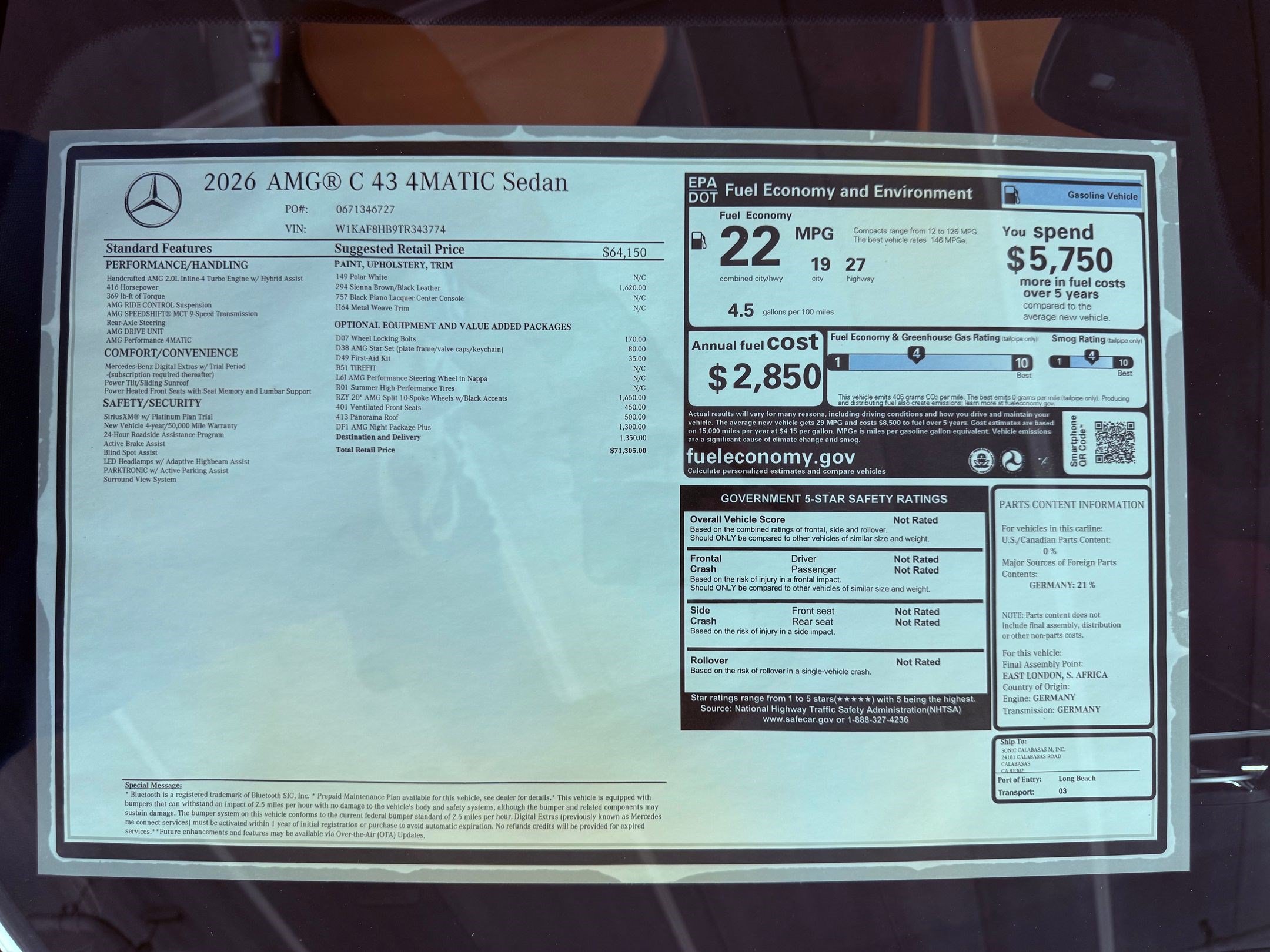 New 2026 Mercedes-Benz C 43 AMG 4MATIC Sedan image 31