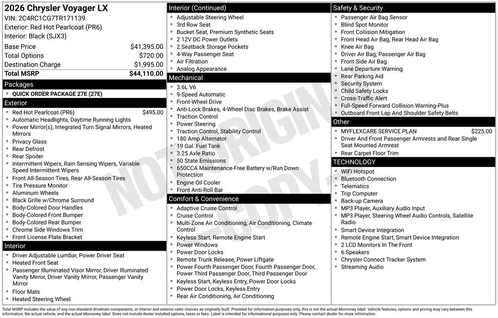 New 2026 Chrysler Voyager LX FWD image 36