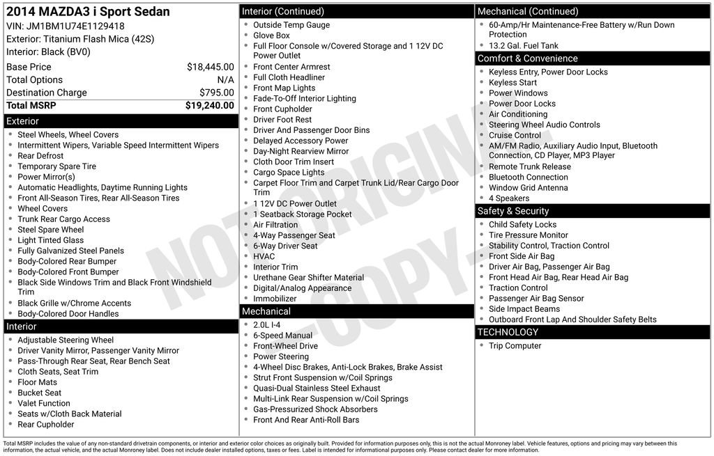 Used 2014 MAZDA MAZDA3 i Sport FWD image 2