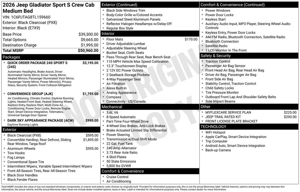 New 2026 Jeep Gladiator Sport AWD/4WD image 38