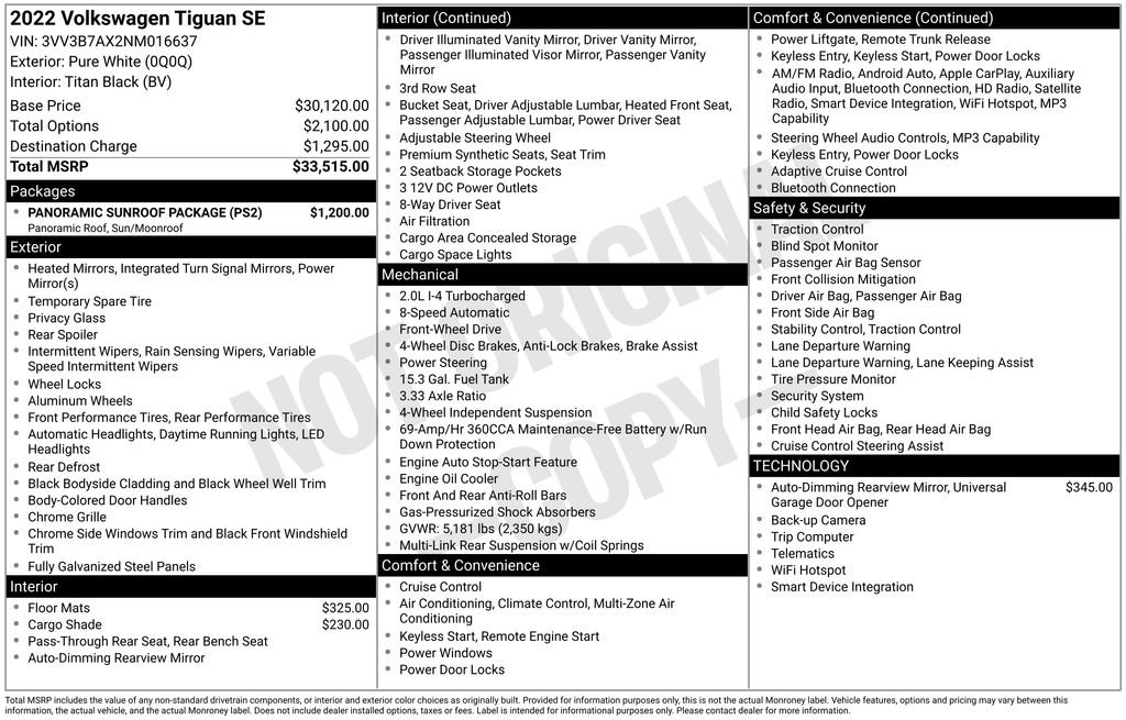 Used 2022 Volkswagen Tiguan SE w/ Panoramic Sunroof Package image 7
