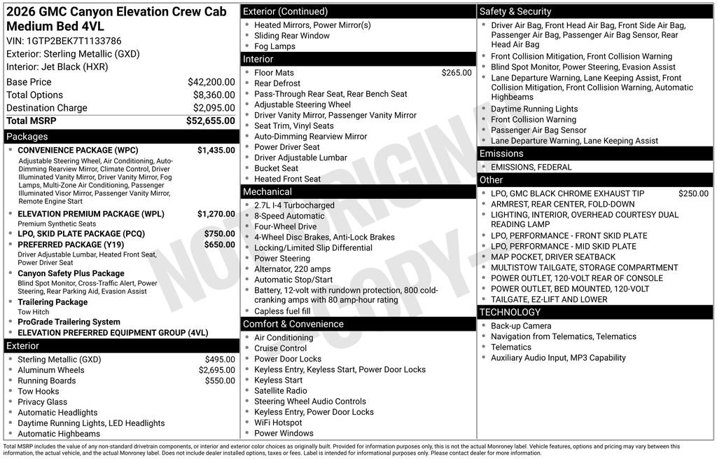 New 2026 GMC Canyon Elevation w/ Convenience Package image 2