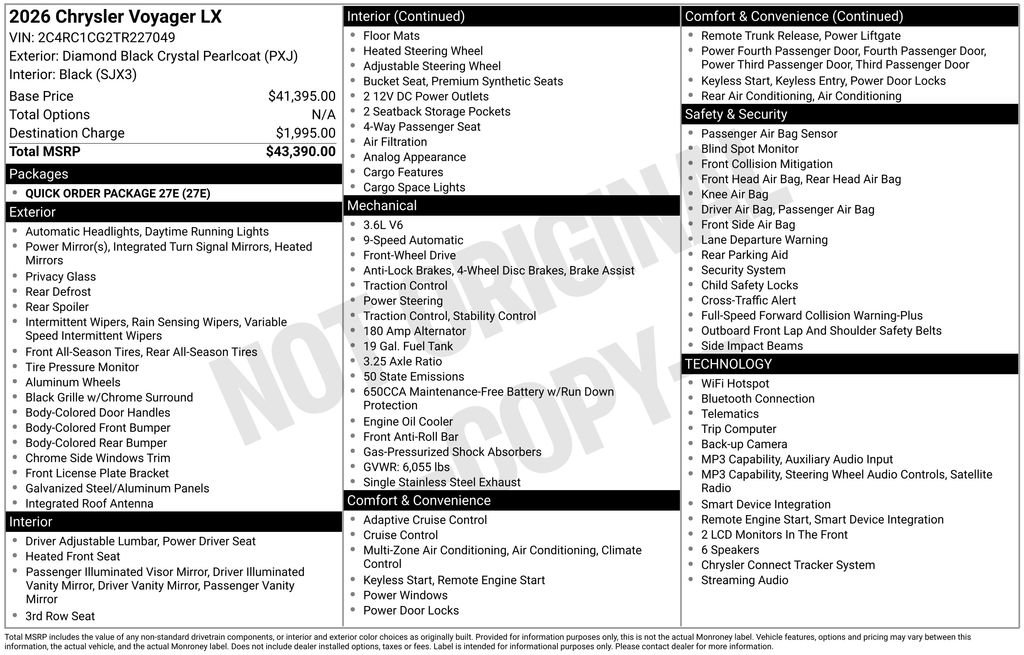 New 2026 Chrysler Voyager LX FWD image 37