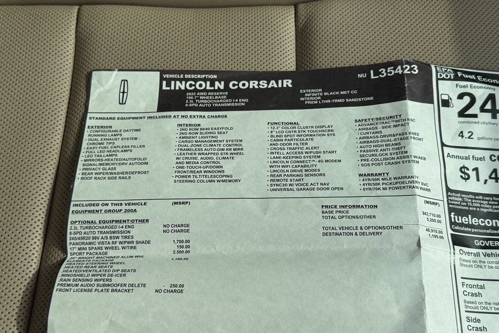 Used 2022 Lincoln Corsair Reserve w/ Sport Package AWD/4WD image 36