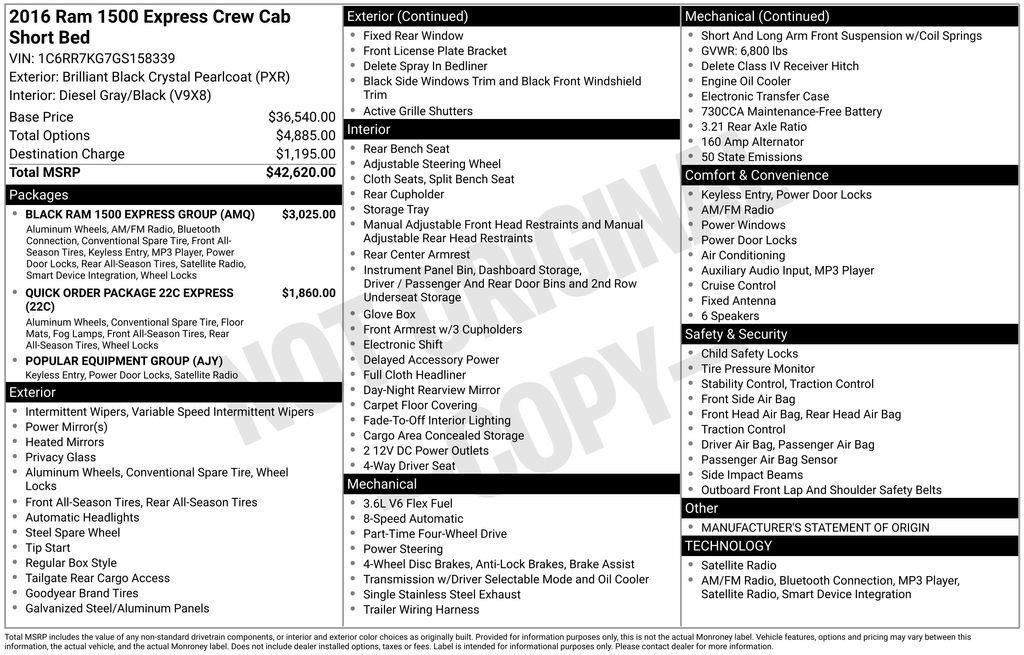 Used 2016 RAM 1500 Express w/ Black Ram 1500 Express Group image 12