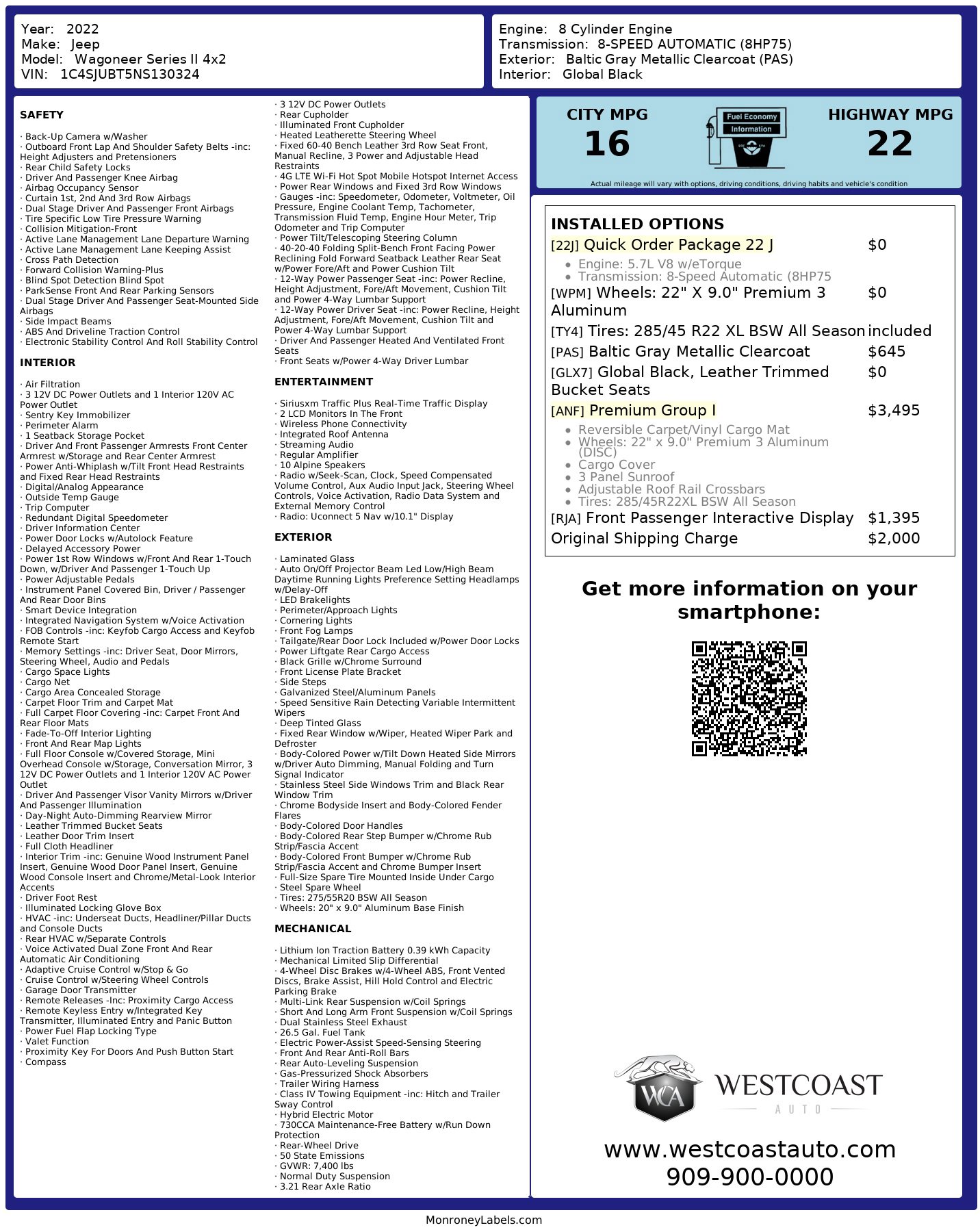 Used 2022 Jeep Wagoneer Series II w/ Premium Group I image 54