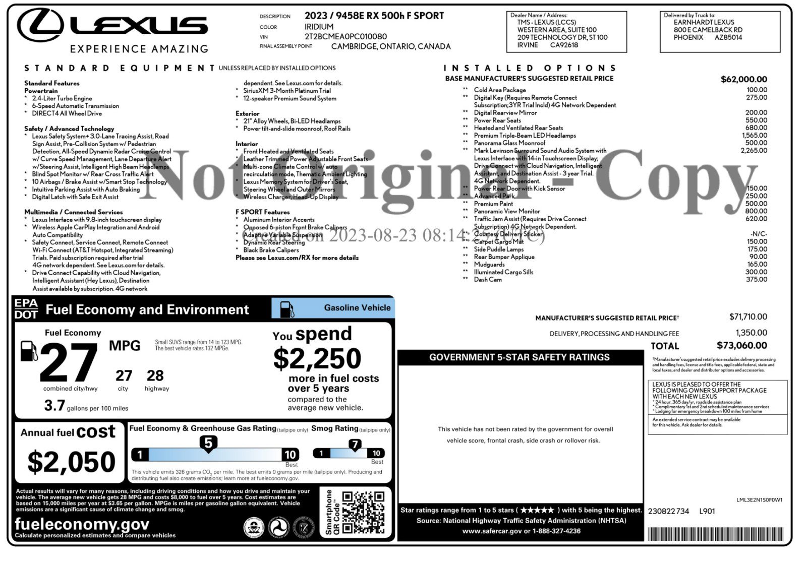 Used 2023 Lexus RX 500h F Sport w/ Cold Area Package AWD/4WD image 57