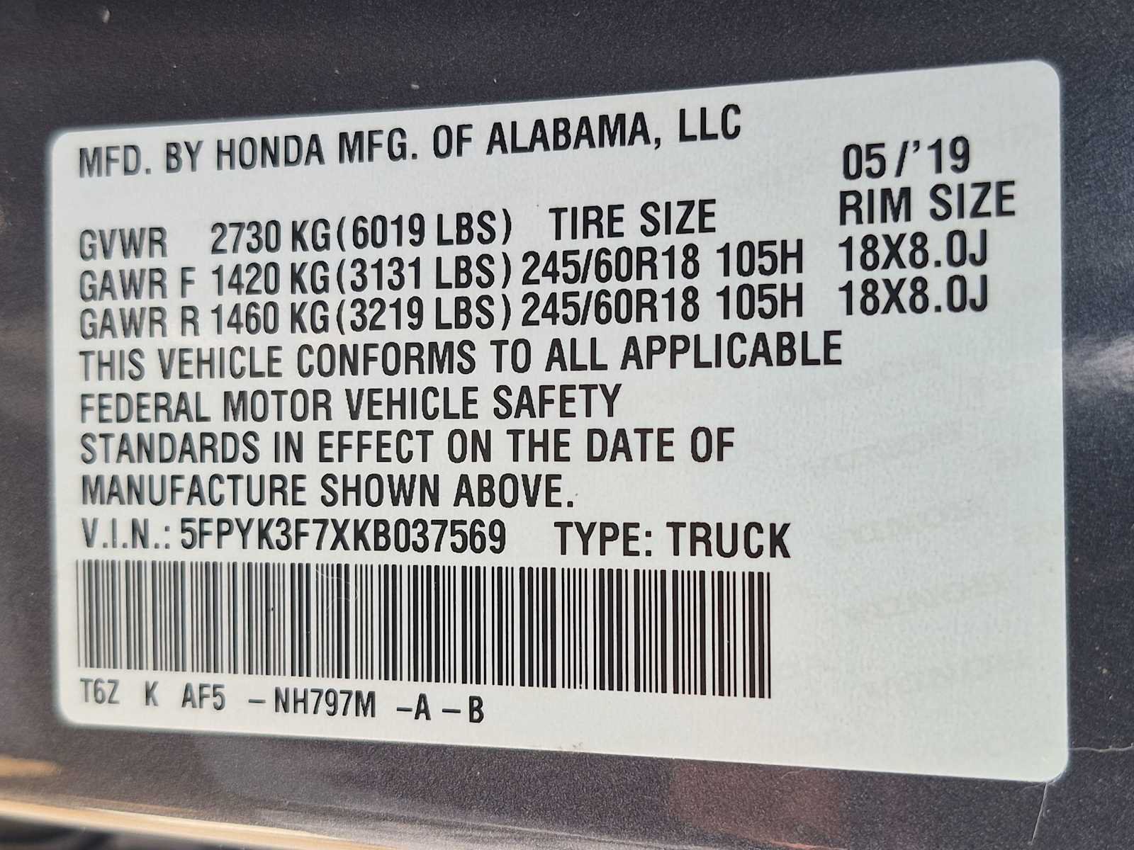 Certified 2019 Honda Ridgeline RTL-E image 33