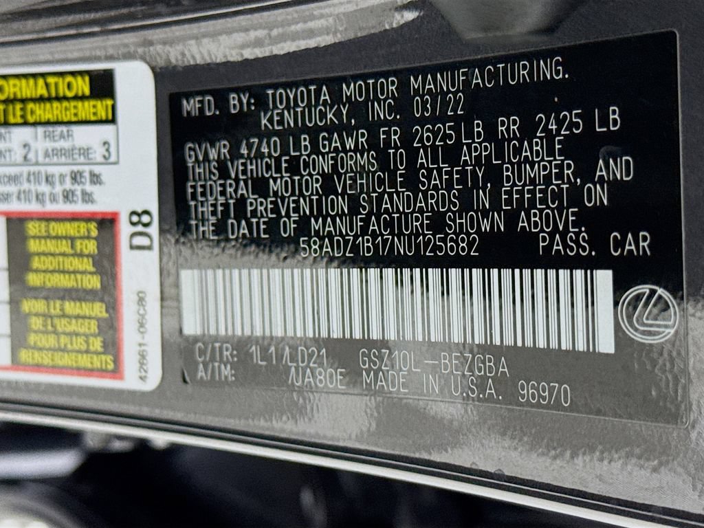 Certified 2022 Lexus ES 350 w/ Premium Package FWD image 32