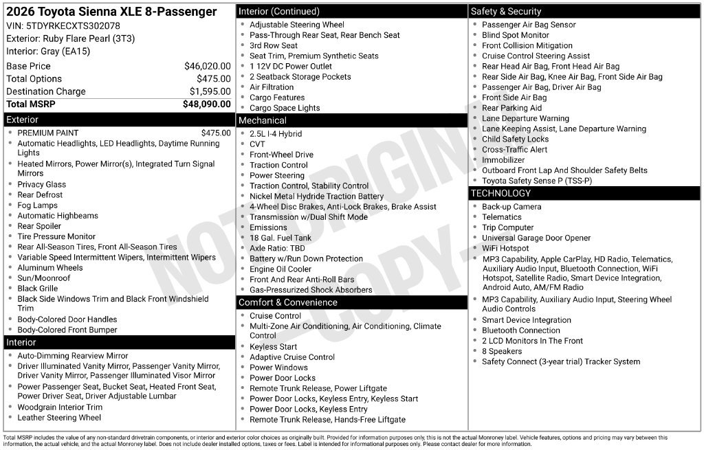 Certified 2026 Toyota Sienna XLE FWD image 44