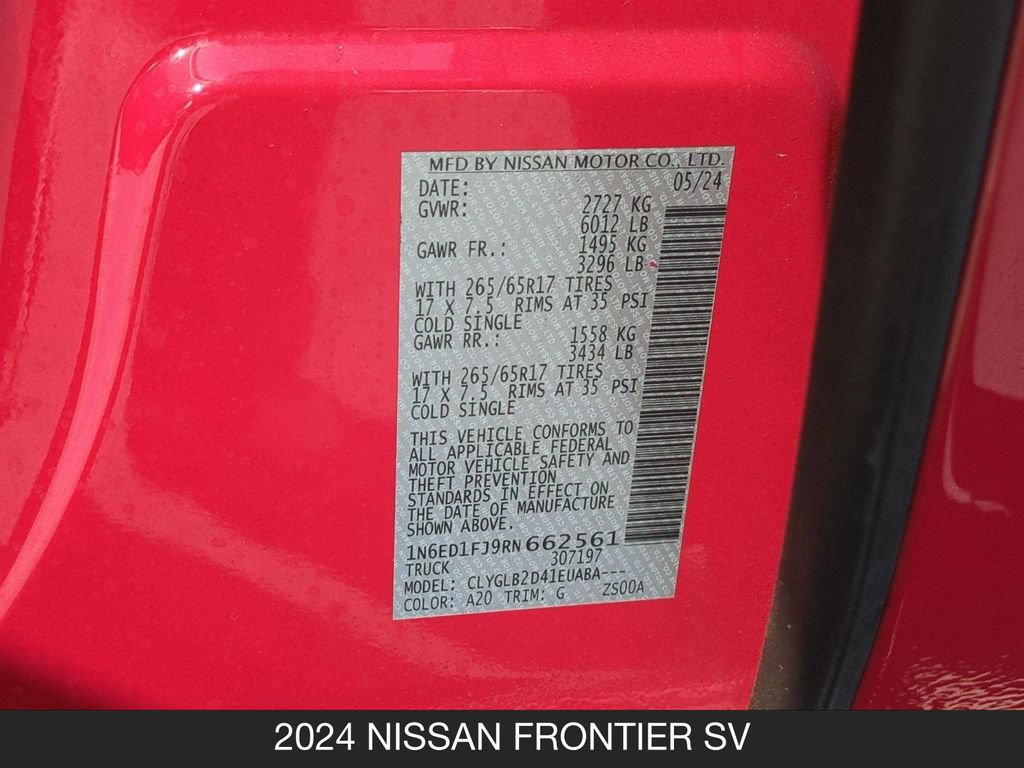 Certified 2024 Nissan Frontier SV w/ Technology Package RWD image 24