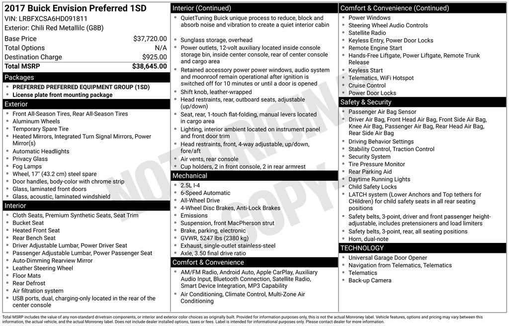 Used 2017 Buick Envision Preferred AWD/4WD image 4