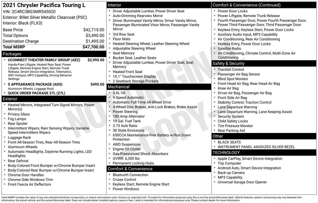 Used 2021 Chrysler Pacifica Touring-L w/ Uconnect Theater Family Group AWD/4WD image 37