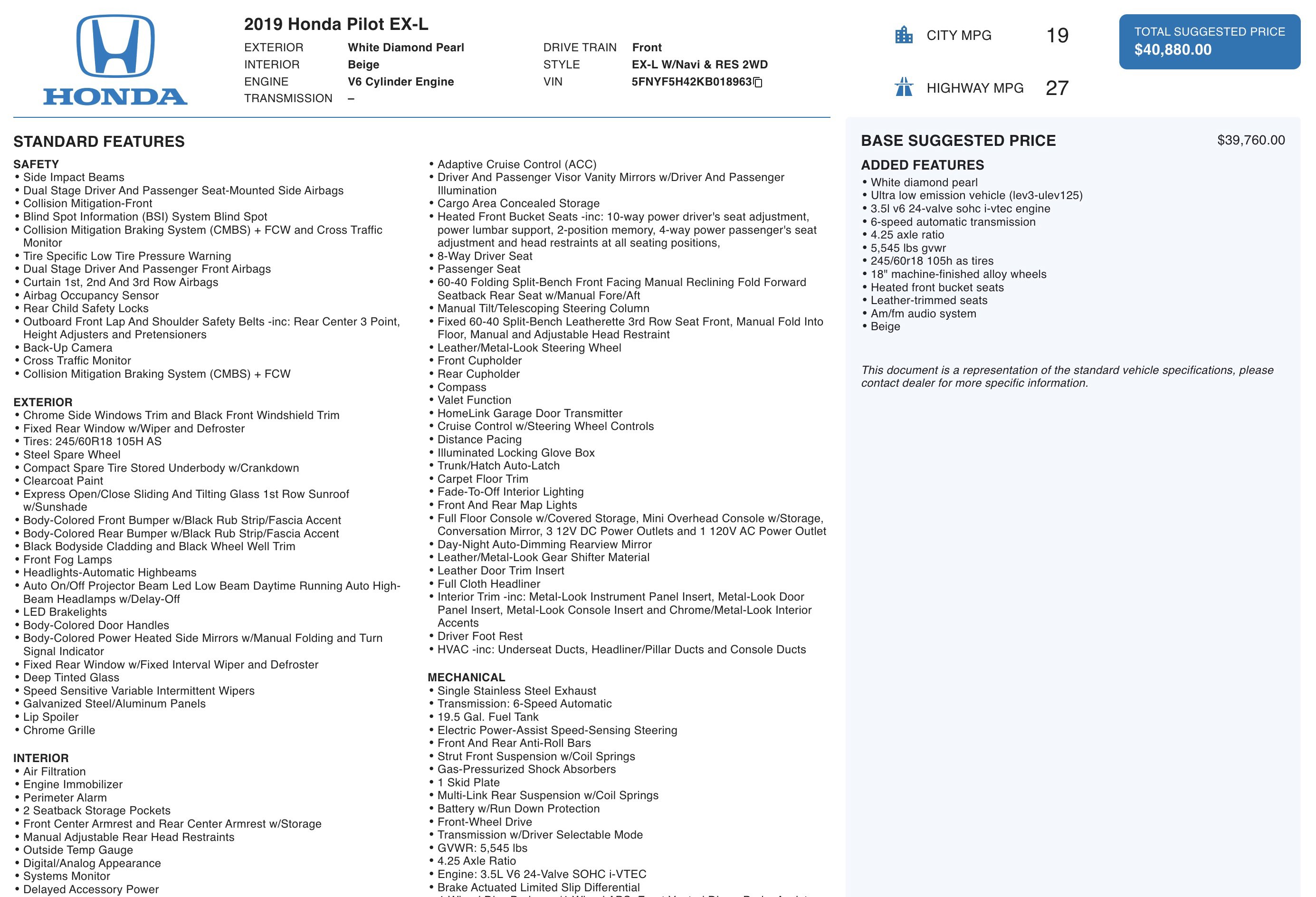 Used 2019 Honda Pilot EX-L image 7