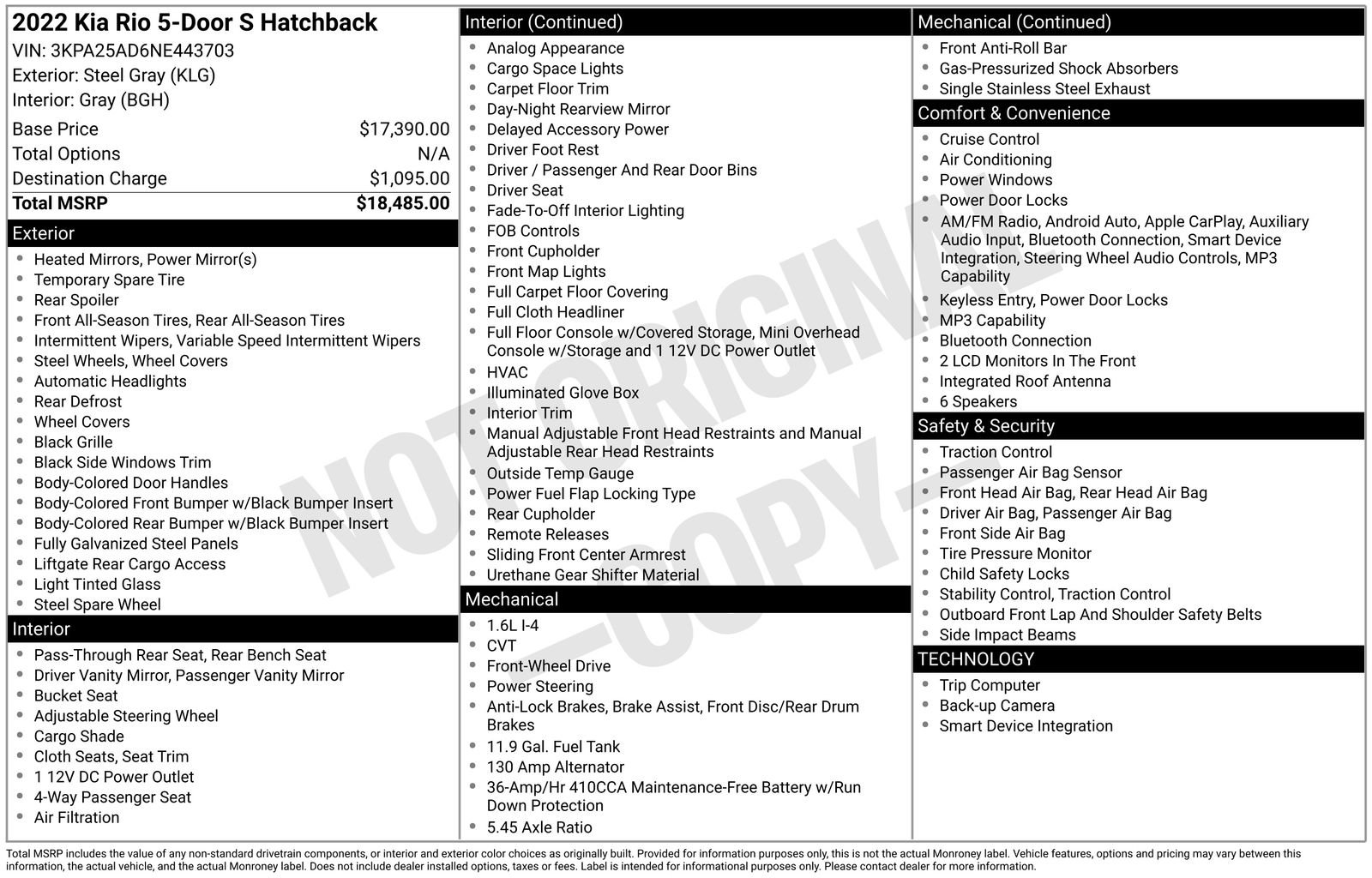 Certified 2022 Kia Rio S FWD image 29