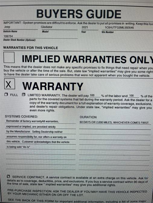 Used 2021 Jeep Gladiator Overland image 10